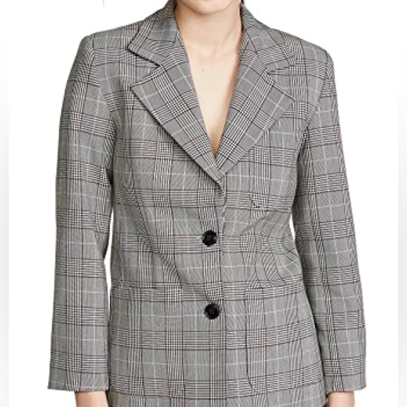 Ganni Prince of Wales Checked Woven Blazer - Picture 3 of 9
